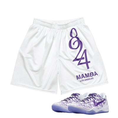 Kobe Protro 8 "Court Purple" 8 24 Mesh Basketball Shorts - Sneaker Tees to match Air Jordan Sneakers