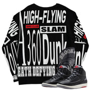 RETRO 2 BLACK CEMENT HIGH FLYIN' POSTER SWEATSHIRT - Sneaker Tees to match Air Jordan Sneakers