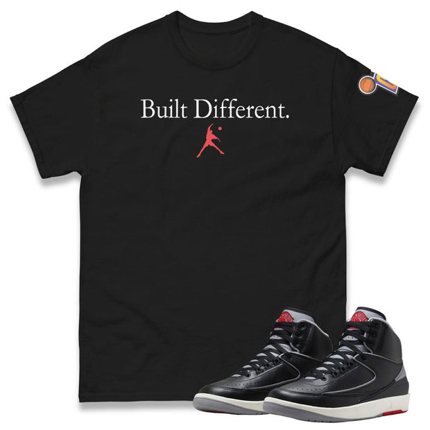 RETRO 2 BLACK CEMENT BUILT DIFFERENT SHIRT - Sneaker Tees to match Air Jordan Sneakers
