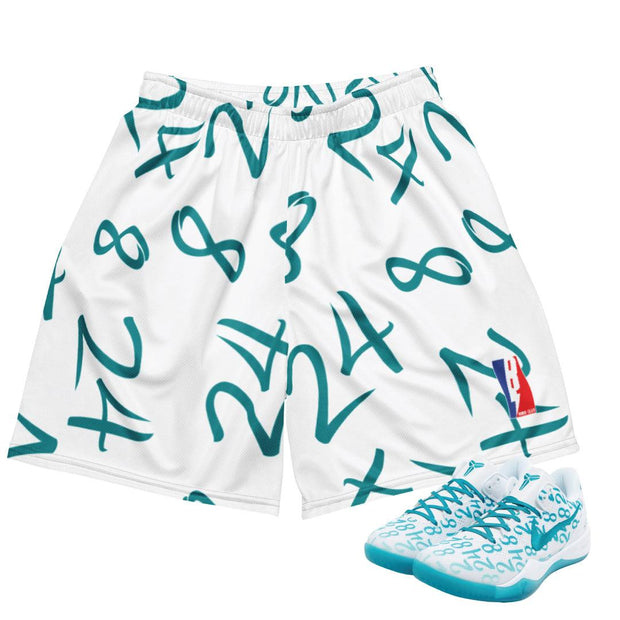 Kobe Protro 8 "Radiant Emerald" 8 34 Mesh Basketball Shorts - Sneaker Tees to match Air Jordan Sneakers