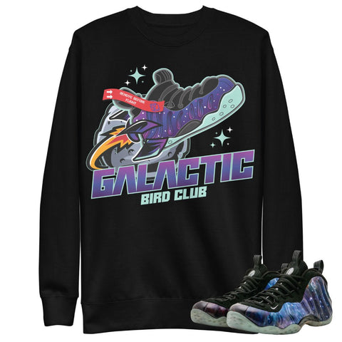 Foamposite One Galaxy Shooting Stars Sweatshirt - Sneaker Tees to match Air Jordan Sneakers