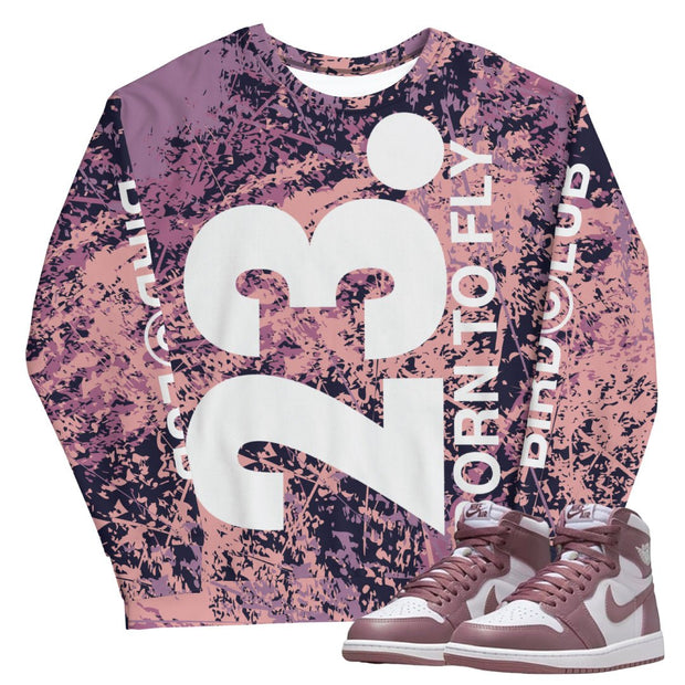 Retro 1 OG "Mauve" Splatter Sweatshirt - Sneaker Tees to match Air Jordan Sneakers
