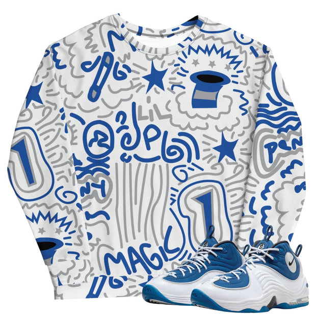 Penny 2 Atlantic Blue Pattern Sweatshirt - Sneaker Tees to match Air Jordan Sneakers