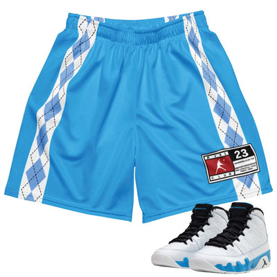 Retro 9 Powder Blue Mesh Shorts - Sneaker Tees to match Air Jordan Sneakers