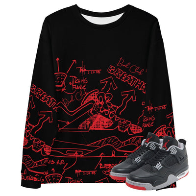 Retro 4 Bred Reimagined "Retro 4 Sketch" Sweater - Sneaker Tees to match Air Jordan Sneakers