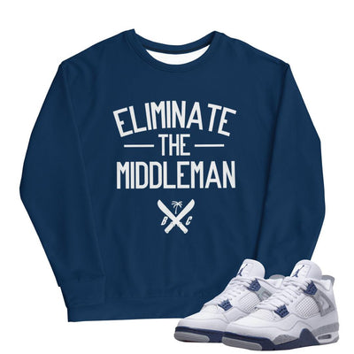 Retro 4 Midnight Navy Cement Sweatshirt - Sneaker Tees to match Air Jordan Sneakers