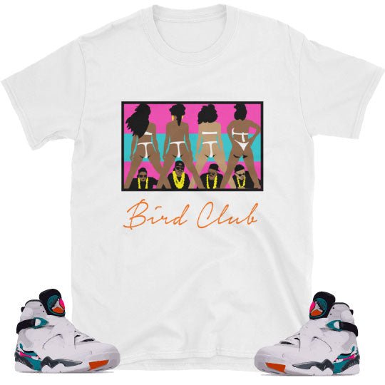 Air Jordan 8's "South Beach" Matching Sneaker Tees Collection by Bird Club Clothing - Sneaker Tees to match Air Jordan Sneakers