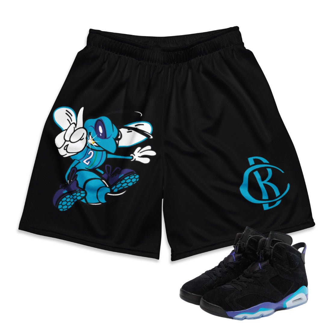 RETRO 6 AQUA HORNETS MESH SHORTS - Sneaker Tees to match Air Jordan Sneakers