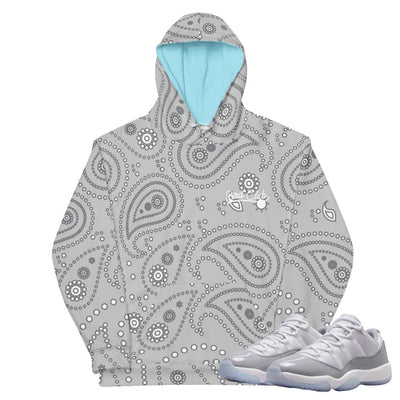 Retro 11 Low Cement Grey Paisley Hoodie - Sneaker Tees to match Air Jordan Sneakers