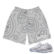 Retro 11 Low Cement Grey Paisley Shorts - Sneaker Tees to match Air Jordan Sneakers