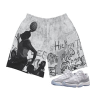 Retro 11 Low Cement Grey "Playground" Shorts - Sneaker Tees to match Air Jordan Sneakers