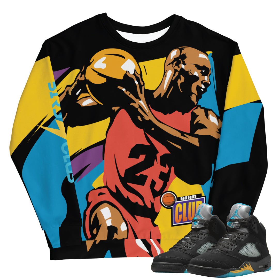 Retro 5 Aqua Sweatshirt - Sneaker Tees to match Air Jordan Sneakers