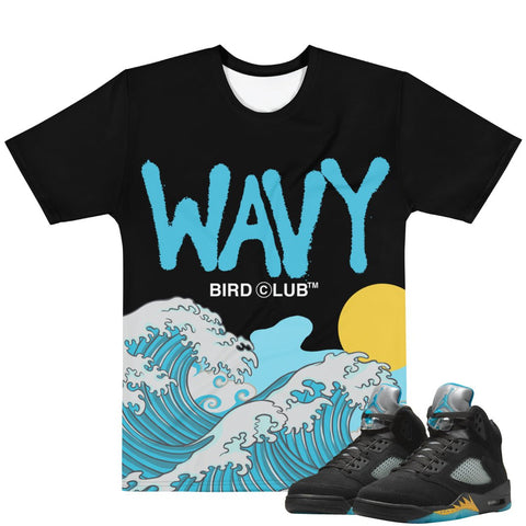 Retro 5 Aqua Wavy Shirt - Sneaker Tees to match Air Jordan Sneakers