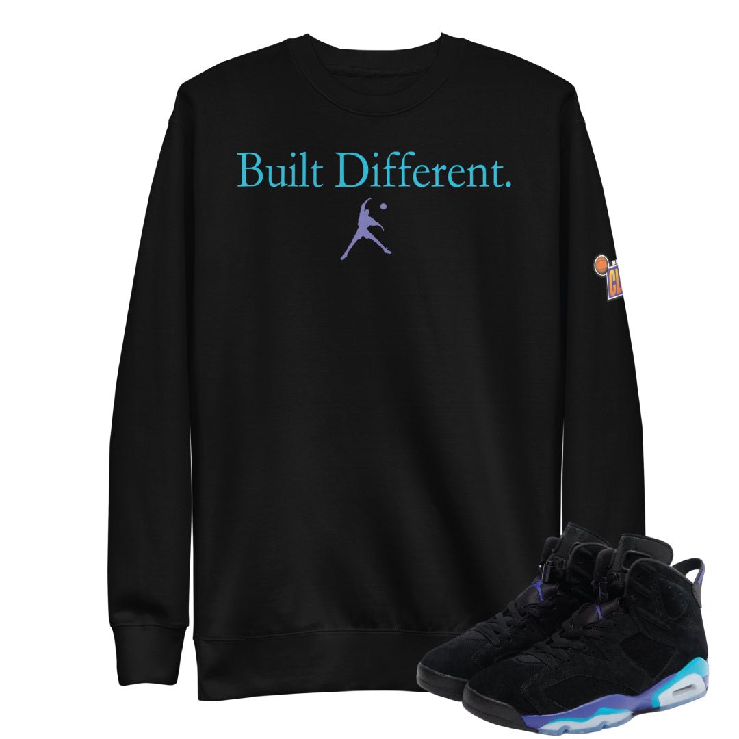 RETRO 6 AQUA BUILT DIFFERENT SWEATSHIRT - Sneaker Tees to match Air Jordan Sneakers