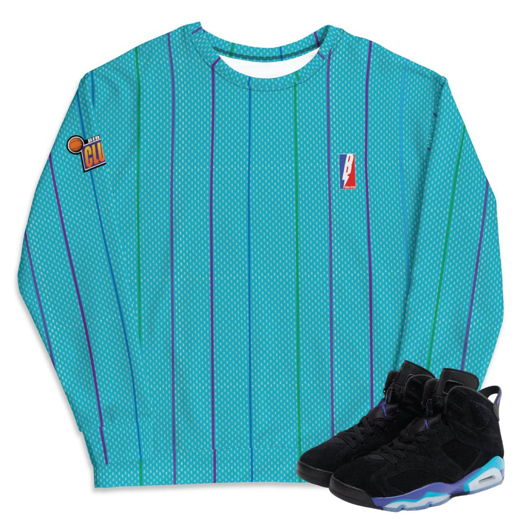 RETRO 6 AQUA HORNETS SWEATSHIRT - Sneaker Tees to match Air Jordan Sneakers