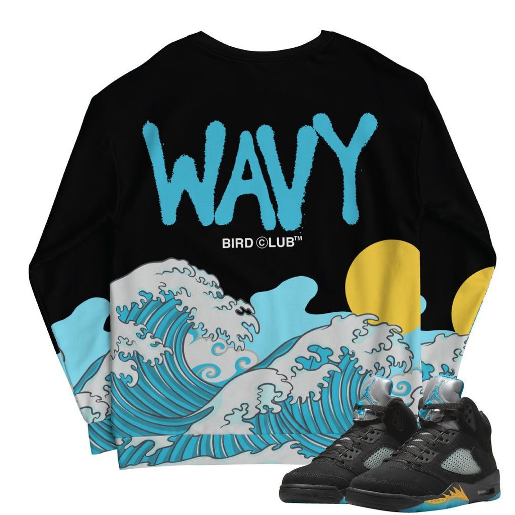 Retro 5 Aqua Sweatshirt - Sneaker Tees to match Air Jordan Sneakers