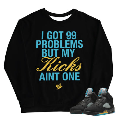 Retro 5 Aqua Sweatshirt - Sneaker Tees to match Air Jordan Sneakers