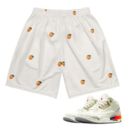 Retro 3 J. Balvin Khaled Oranges Mesh Shorts - Sneaker Tees to match Air Jordan Sneakers