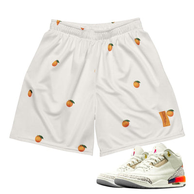 Retro 3 J. Balvin Khaled Oranges Mesh Shorts - Sneaker Tees to match Air Jordan Sneakers