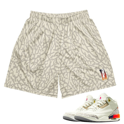 Retro 3 J. Balvin Medellin Sunsets Crackle Shorts - Sneaker Tees to match Air Jordan Sneakers