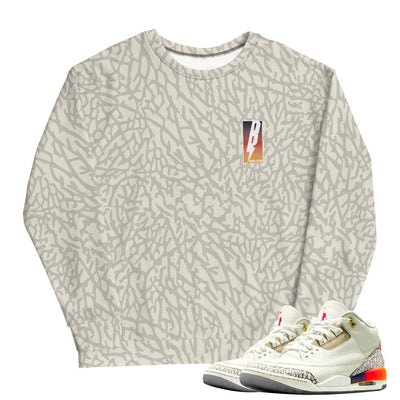 Retro 3 J.Balvin Sunsets Crackle Sweatshirt - Sneaker Tees to match Air Jordan Sneakers
