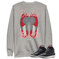 RETRO 2 BLACK CEMENT DOUBLE TROUBLE SWEATSHIRT - Sneaker Tees to match Air Jordan Sneakers