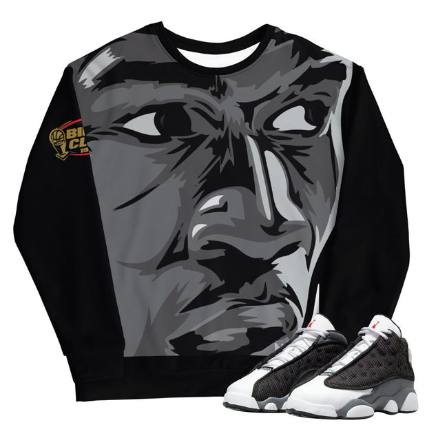 Retro 13 Black Big Face Sweatshirt - Sneaker Tees to match Air Jordan Sneakers
