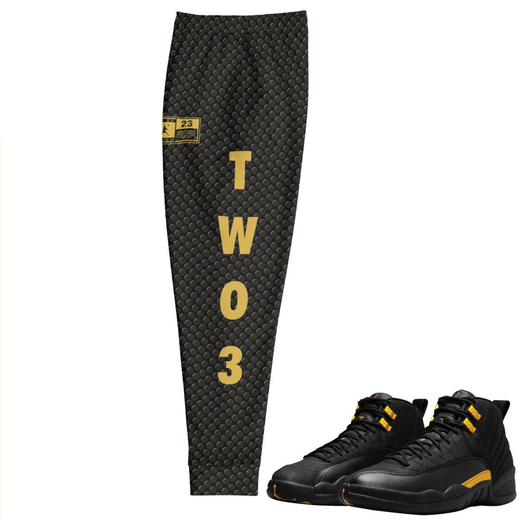 Retro 12 Black Taxi textured Joggers - Sneaker Tees to match Air Jordan Sneakers