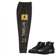 Retro 12 Black Taxi textured Joggers - Sneaker Tees to match Air Jordan Sneakers