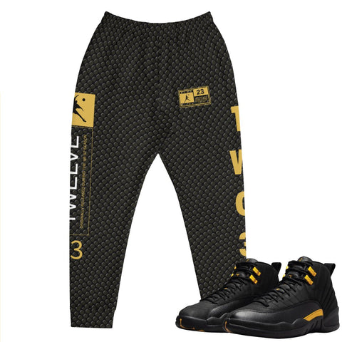 Retro 12 Black Taxi textured Joggers - Sneaker Tees to match Air Jordan Sneakers