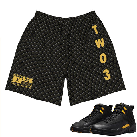 Retro 12 Black Taxi Textured Shorts - Sneaker Tees to match Air Jordan Sneakers