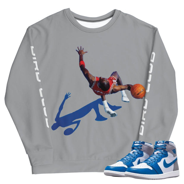 Retro 1 True Blue "Flight" Sweatshirt - Sneaker Tees to match Air Jordan Sneakers