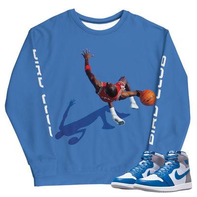Retro 1 True Blue "Flight" Sweatshirt - Sneaker Tees to match Air Jordan Sneakers