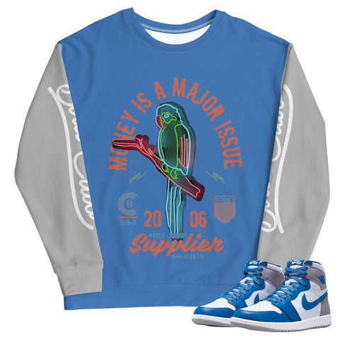 Retro 1 True Blue "Miami" Sweatshirt - Sneaker Tees to match Air Jordan Sneakers