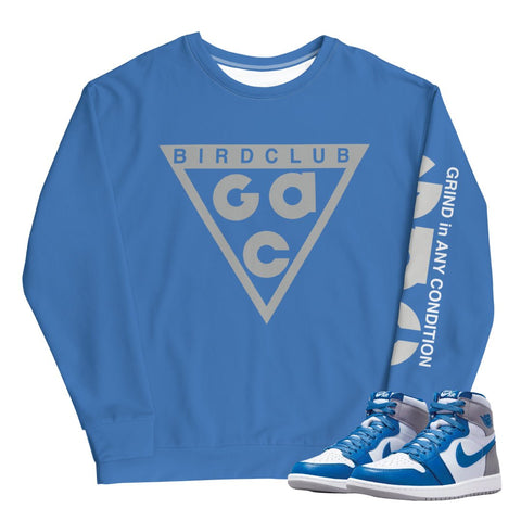 Retro 1 True Blue "GAC" Sweatshirt - Sneaker Tees to match Air Jordan Sneakers