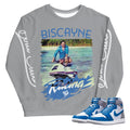 Retro 1 True Blue Pablo Sweater - Sneaker Tees to match Air Jordan Sneakers