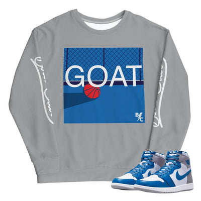Retro 1 True Blue "Playground" Sweatshirt - Sneaker Tees to match Air Jordan Sneakers