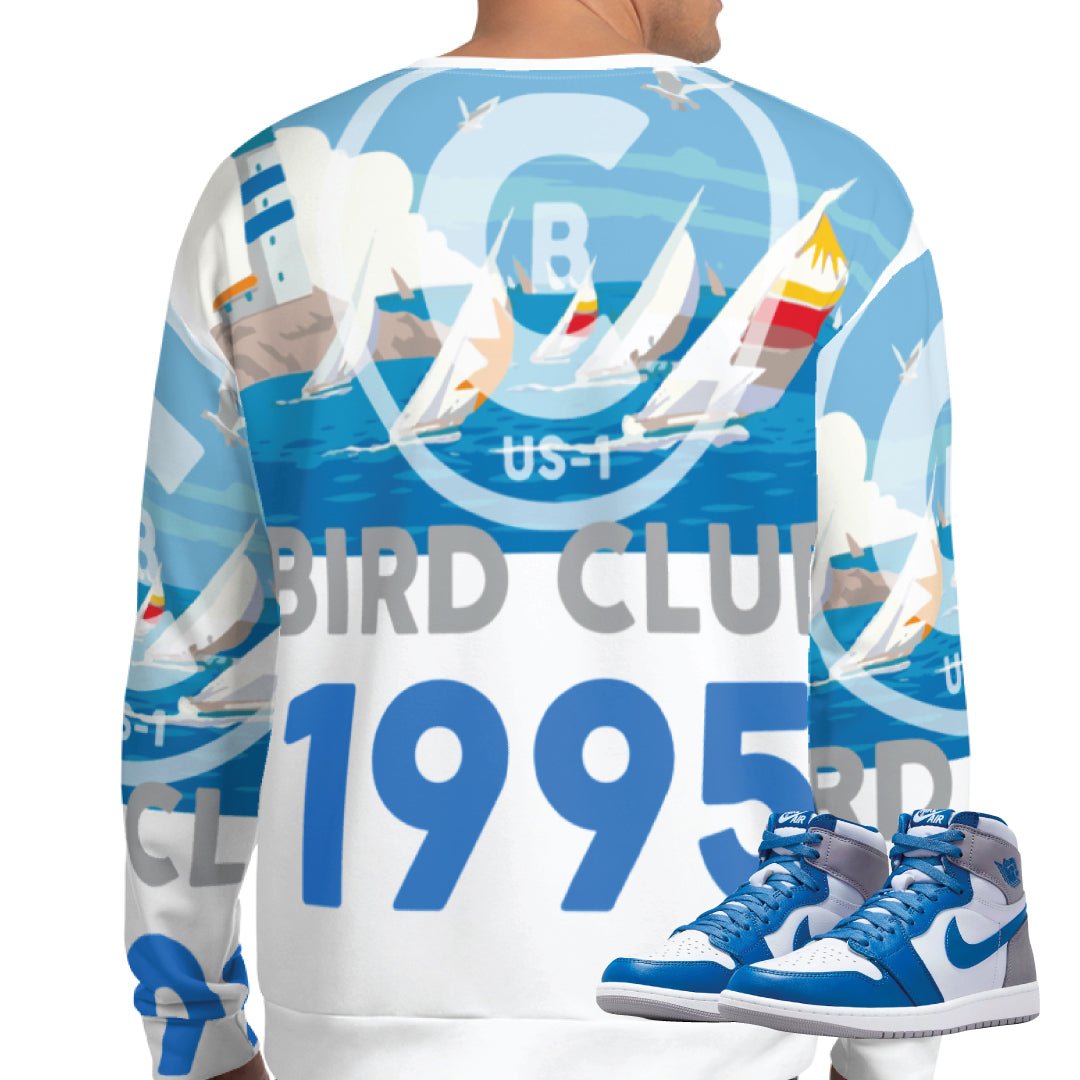 Retro 1 True Blue Sails Sweatshirt - Sneaker Tees to match Air Jordan Sneakers