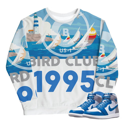 Retro 1 True Blue Sails Sweatshirt - Sneaker Tees to match Air Jordan Sneakers