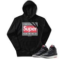 RETRO 2 BLACK CEMENT 90's SUPER TEAM HOODIE - Sneaker Tees to match Air Jordan Sneakers