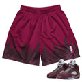 RETRO 5 BURGUNDY FLAME MESH SHORTS - Sneaker Tees to match Air Jordan Sneakers