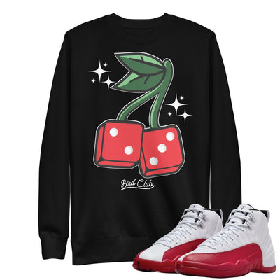 Retro 12 Cherry Dice Sweatshirt - Sneaker Tees to match Air Jordan Sneakers