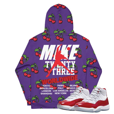 Retro 11 Cherry Red Hoodie - Sneaker Tees to match Air Jordan Sneakers
