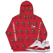 Retro 11 Cherry Red Hoodie - Sneaker Tees to match Air Jordan Sneakers