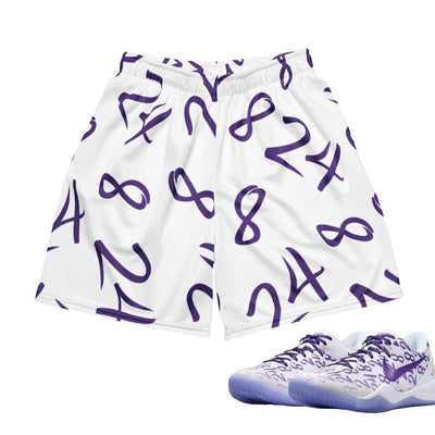 Kobe Protro 8 "Court Purple" 8 34 Mesh Basketball Shorts - Sneaker Tees to match Air Jordan Sneakers