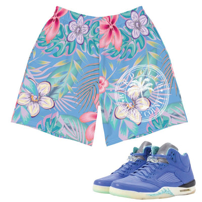 Retro 5 "We The Best" Matching Tropical Dade Shorts - Sneaker Tees to match Air Jordan Sneakers
