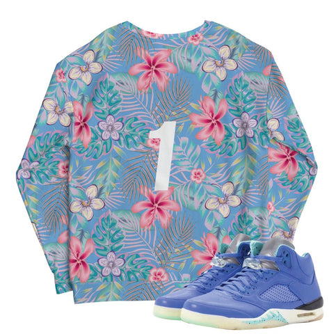 Retro 5 "We The Best" Matching Tropical Dade Sweatshirt - Sneaker Tees to match Air Jordan Sneakers