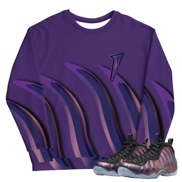 Air Foamposite One Eggplant Sweatshirt - Sneaker Tees to match Air Jordan Sneakers