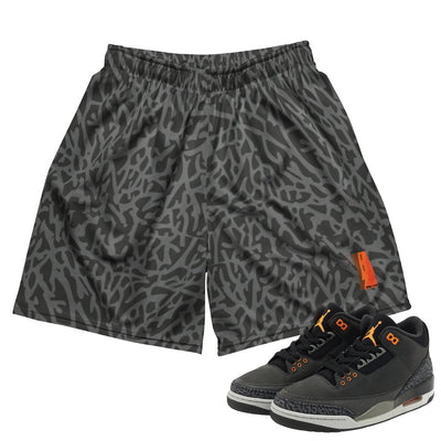 Retro 3 Fear Elephant Print Mesh Shorts - Sneaker Tees to match Air Jordan Sneakers