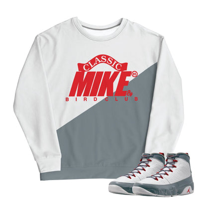 Retro 9 Fire Red Sweatshirt - Sneaker Tees to match Air Jordan Sneakers